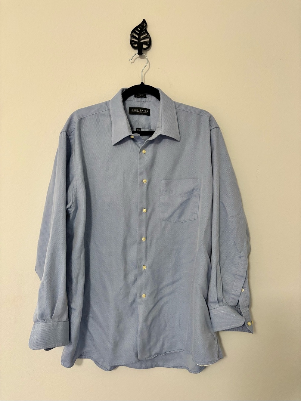 📌 Mark Shale Blue Stripe Cotton Dress Shirt 16.5 32/33